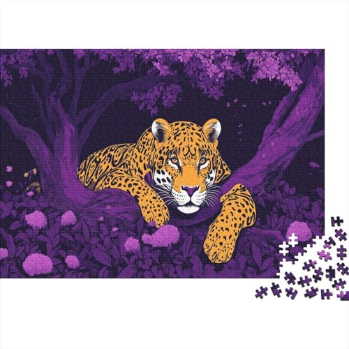 Leopard Puzzle 1000 Teile,für Erwachsene, Impossible Puzzle,farbenfrohes Legespiel,Geschicklichkeitsspiel Für Die Ganze Familie,Erwachsenenpuzzle Puzzel 1000pcs (75x50cm) von AQOVARLUX