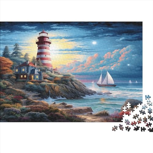 Leuchtturm an der Küstes Puzzle 1000 Teile Erwachsene Erwachsene Klassische Puzzles 1000 Teile Erwachsene Puzzlespiel Schwer Pädagogisches Spielzeug Erwachsene Kinder Puzzel 1000pcs (75x50cm) von AQOVARLUX