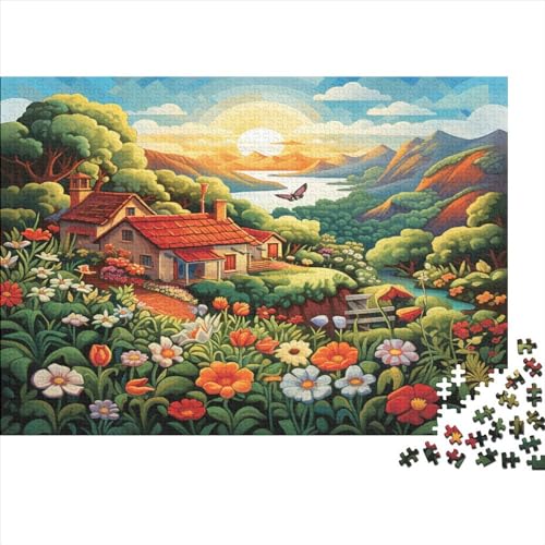 Mountain Village Cottage Puzzle 1000 Teile Für Erwachsene Und Kinder Ab 14 Jahren Für Stressabbauer Puzzel 1000pcs (75x50cm) von AQOVARLUX