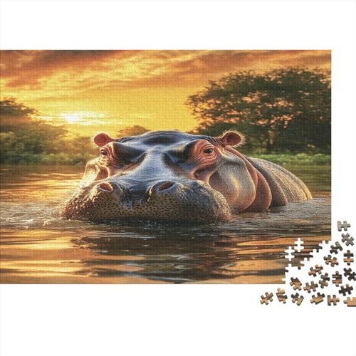 Nilpferd 1000 Stück Puzzles Für Erwachsene Teenager Stress Abbauen Familien-Puzzlespiel 1000-teiliges Puzzle Kinder Lernspiel Spielzeug Geschenk Puzzel 1000pcs (75x50cm) von AQOVARLUX