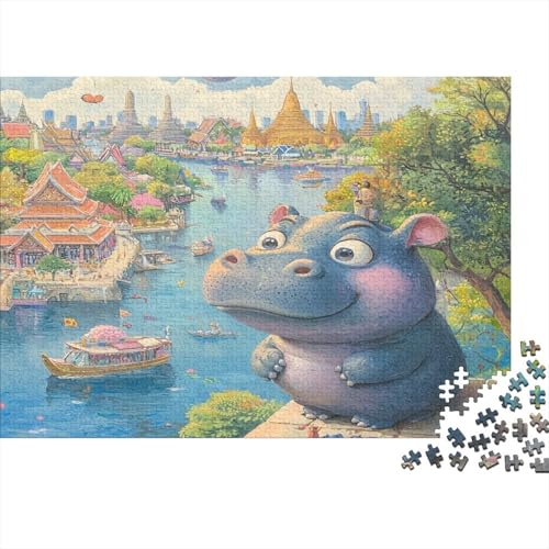 Nilpferd Puzzle 1000 Teile Puzzle Für Erwachsene Und Kinder Ab 14 Jahren Puzzel 1000pcs (75x50cm) von AQOVARLUX