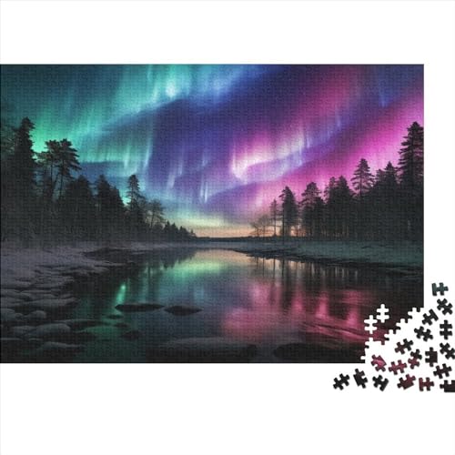 Nordlichter in Norway Puzzlespiel 1000 Teile Puzzles Für Erwachsene Lernspiel Herausforderung Spielzeug 1000 Teile Puzzles Für Erwachsene Kinder Erwachsenen Puzzlespiel Puzzel 1000pcs (75x50cm) von AQOVARLUX