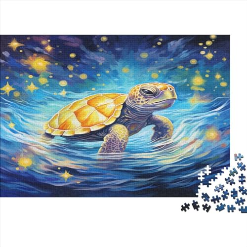 Ölgemälde Schildkröte 1000 Teile, Impossible Puzzle,Geschicklichkeitsspiel Für Die Ganze Familie, Erwachsenenpuzzle Ab 14 Jahren Puzzel 1000pcs (75x50cm) von AQOVARLUX