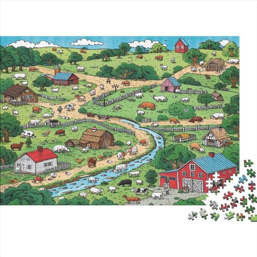 Ranches Puzzle 1000 Teile Erwachsener Kniffel Spaß Für Die Ganze Familie - Abwechslungsreiche 1000 Puzzleteilige Motive Puzzlespiel Erwachsene, Puzzel 1000pcs (75x50cm) von AQOVARLUX