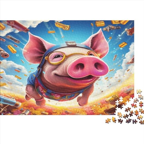 Schwein 1000 Teile,Impossible Puzzle,Geschicklichkeitsspiel Für Die Ganze Familie, Erwachsenen Puzzlespiel Puzzel 1000pcs (75x50cm) von AQOVARLUX