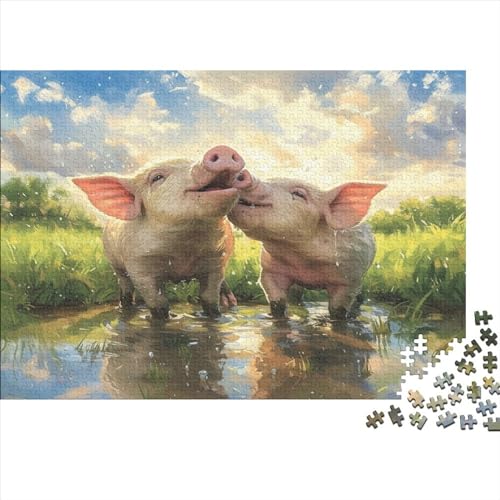 Schwein Puzzle 1000 Teile Erwachsene Puzzles Für Erwachsene Klassische Puzzles 1000 Teile Erwachsene Puzzlespiel Schwer Pädagogisches Spielzeug Erwachsene Kinder Puzzel 1000pcs (75x50cm) von AQOVARLUX