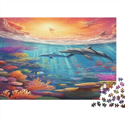 Seabed A School of Fische 1000 Stück Puzzles Für Erwachsene Teenager Stress Abbauen Familien-Puzzlespiel 1000-teiliges Puzzle Kinder Lernspiel Spielzeug Geschenk Puzzel 1000pcs (75x50cm) von AQOVARLUX