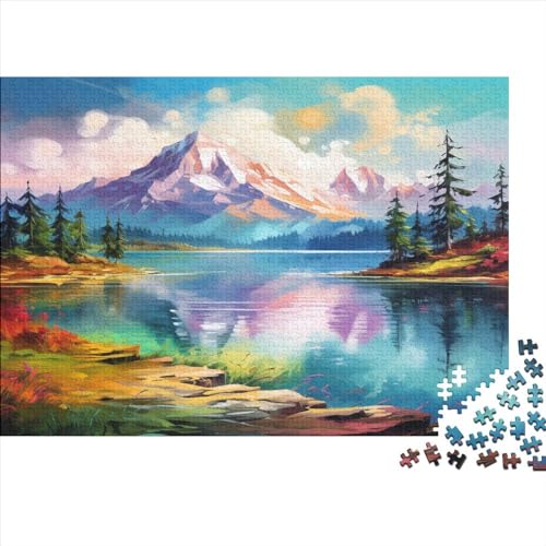 Seen and Snowy Mountains 1000 Teile, Impossible Puzzle,Geschicklichkeitsspiel Für Die Ganze Familie, Erwachsenenpuzzle Ab 14 Jahren Puzzel 1000pcs (75x50cm) von AQOVARLUX