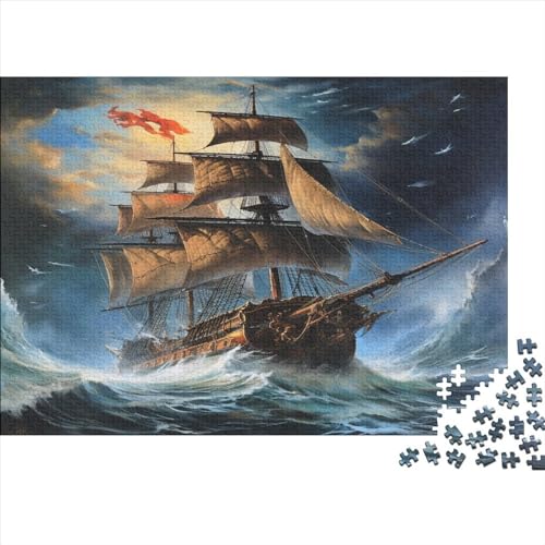 Segelboot 1000 Stück Puzzles Für Erwachsene Teenager Stress Abbauen Familien-Puzzlespiel 1000-teiliges Puzzle Kinder Lernspiel Spielzeug Geschenk Puzzel 1000pcs (75x50cm) von AQOVARLUX