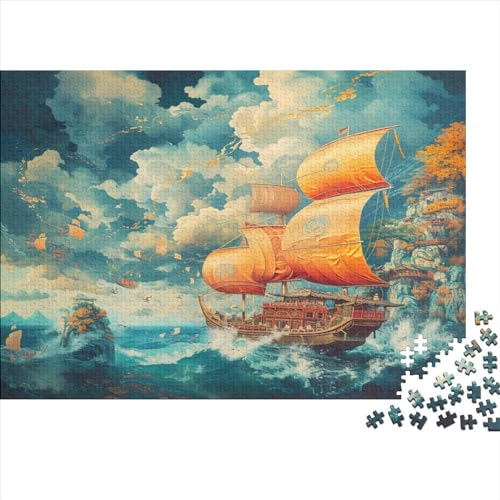 Segelschiff 1000 Teile, Impossible Puzzle,Geschicklichkeitsspiel Für Die Ganze Familie, Erwachsenenpuzzle Ab 14 Jahren Puzzel 1000pcs (75x50cm) von AQOVARLUX