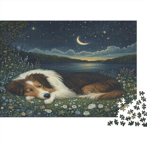 Shetland SchafeHund 1000 Teile,Impossible Puzzle,Geschicklichkeitsspiel Für Die Ganze Familie, Erwachsenen Puzzlespiel Puzzel 1000pcs (75x50cm) von AQOVARLUX