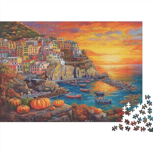 Sonnenuntergang im Hafen 1000 Stück Puzzles Für Erwachsene Teenager Stress Abbauen Familien-Puzzlespiel 1000-teiliges Puzzle Kinder Lernspiel Spielzeug Geschenk Puzzel 1000pcs (75x50cm) von AQOVARLUX