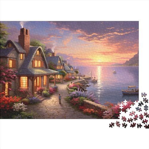 Sonnenuntergang über dem Hafen Puzzle 1000 Teile Erwachsener Kniffel Spaß Für Die Ganze Familie - Abwechslungsreiche 1000 Puzzleteilige Motive Puzzlespiel Erwachsene, Puzzel 1000pcs (75x50cm) von AQOVARLUX