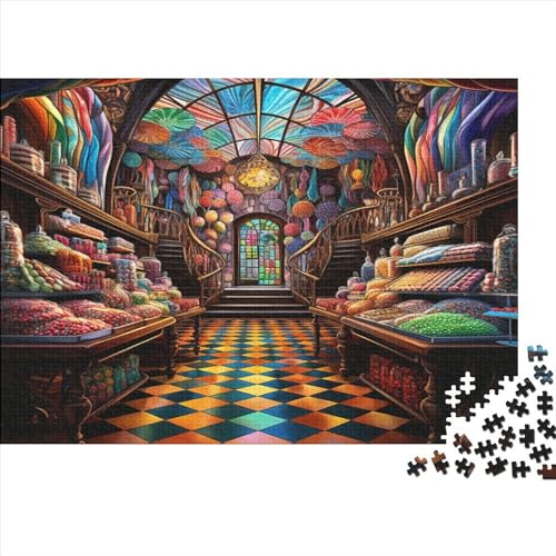 Süßwarenladen Puzzle 1000 Teile,für Erwachsene, Impossible Puzzle,farbenfrohes Legespiel,Geschicklichkeitsspiel Für Die Ganze Familie,Erwachsenenpuzzle Puzzel 1000pcs (75x50cm) von AQOVARLUX