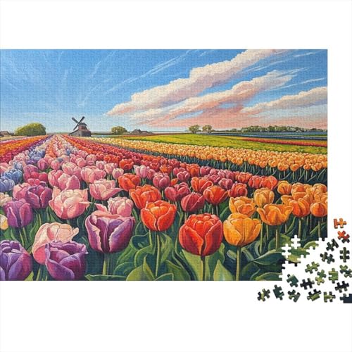 Tulpe Puzzle 1000 Teile,für Erwachsene, Impossible Puzzle,farbenfrohes Legespiel,Geschicklichkeitsspiel Für Die Ganze Familie,Erwachsenenpuzzle Puzzel 1000pcs (75x50cm) von AQOVARLUX