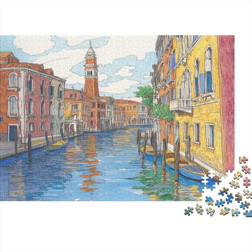 Venedig Water City 1000 Teile Puzzle Für Erwachsene, Hochwertige Recycelbare MateriAußerirdische Und Druck Puzzlespiel, Familienspiel, Geschenk Für Liebhaber Oder Freunde Puzzel 1000pcs (75x50cm) von AQOVARLUX