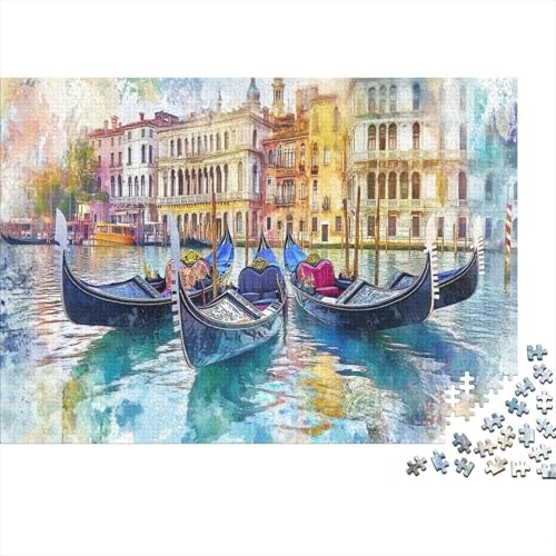 Venedig Water City Puzzle 1000 Teile,für Erwachsene, Impossible Puzzle,farbenfrohes Legespiel,Geschicklichkeitsspiel Für Die Ganze Familie,Erwachsenenpuzzle Puzzel 1000pcs (75x50cm) von AQOVARLUX