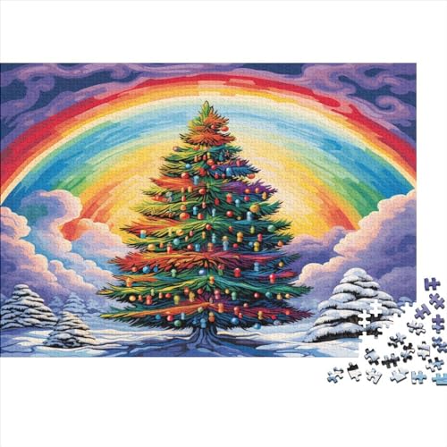 Weihnachtsbaums Regenbogen 1000 Stück Puzzles Für Erwachsene Teenager Stress Abbauen Familien-Puzzlespiel 1000-teiliges Puzzle Kinder Lernspiel Spielzeug Geschenk Puzzel 1000pcs (75x50cm) von AQOVARLUX