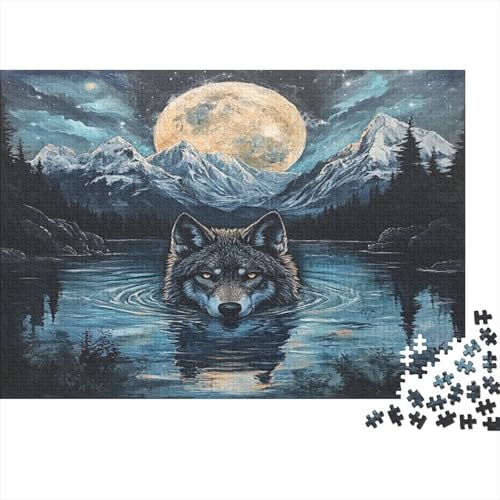 Wolf 1000 Stück Puzzles Für Erwachsene Teenager Stress Abbauen Familien-Puzzlespiel Mit Poster in 1000-teiliges Puzzle Kinder Lernspiel Spielzeug Geschenk Puzzel 1000pcs (75x50cm) von AQOVARLUX