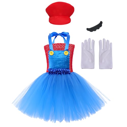 AQRTPXU Super Brothers Cosplay Costume Outfit Mario Kostüm Kleider Feen Tutu Rock Ballett for Girls Carnival Theme Party Parent-Child Fancy Dress Christmas Gifts von AQRTPXU