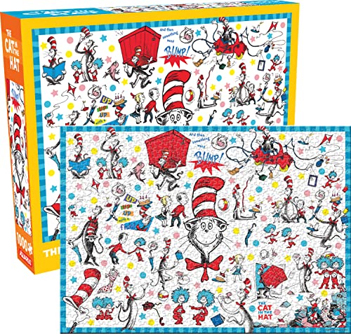 AQUARIUS Cat in The Hat! Puzzle (1000 Teile Puzzle) - Offiziell lizenziertes Dr. Seuss Merchandise & Collectibles - Blendfrei - Präzise Passform - 50,8 x 71,1 cm von AQUARIUS