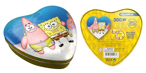 AQUARIUS Spongebob Spongebob und Patrick Puzzle in herzförmiger Dose, blendfrei, präzise Passform, offiziell lizenziertes Spongebob Schwammkopf Merchandise und Sammlerstücke, 33 x 35 cm von AQUARIUS