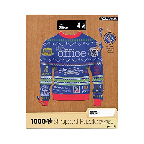 AQUARIUS The Office Ugly Sweater Shaped Puzzle (1000 Piece Jigsaw Puzzle) - Glare Free - Precision Fit - Virtually No Puzzle Dust - Officially Licensed The Office Collectibles - 20x28 Inches von AQUARIUS