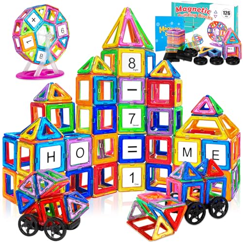 AQXONG 126 Teile Magnetische Bausteine, Magnetspielzeug Magnete für Kinder, Lustiges Pädagogisches Bauspielzeug, Perfekte Geschenkauswahl für Jungen und Mädchen im Alter von 3-8 Jahren von AQXONG