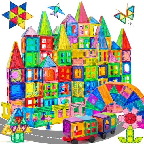 AQXONG 136Pcs Magnetische Bausteine Spielzeug, Magnetisches Bauspielzeug, Puzzle Baustein Spielzeug, Magnetisches Konstruktions Spielzeug für Kinder, Geeignet für Jungen und Mädchen ab 3 Jahren von AQXONG