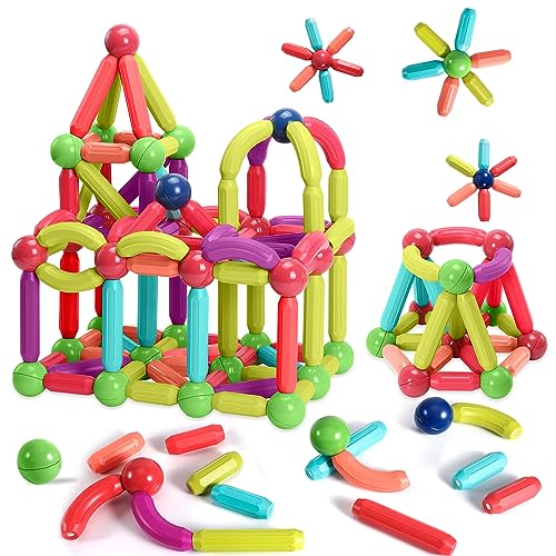 AQXONG 48 Pcs Magnetisches Bauspielzeug, Bunte Magnetische Bausteine Spielzeug, Pädagogische Bausteine Spielzeug, Konstruktionsspielzeug für Kinder, Geeignet für Jungen und Mädchen ab 3 Jahren von AQXONG