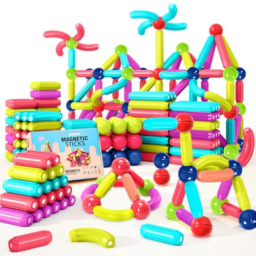 AQXONG 88Pcs Magnetische Bausteine Spielzeug, 3D Konstruktions Spielzeug, Magnetspielzeug für Kinder, Pädagogisches Lernspielzeug, Geeignet für Jungen und Mädchen im Alter von 3 4 5 6 7 8 Jahren von AQXONG