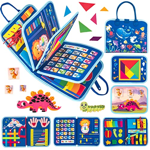 ARANEE Kinder Busy Board, Montessori Spielzeug Sensorisches Spielzeug Hands-on-Skills Übungstafel Vorschul Lernspielzeug für das Alter 2-6 Jährige Kleinkinder Geschenk (Blau) von ARANEE