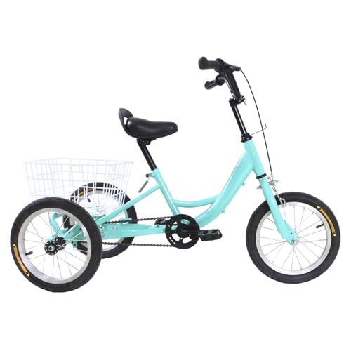 14" Kinder Dreirad, Dreirad für Kinder, Single Speed 3-Rad Cruiser Bike Fahrrad Cruiser Mädchen & Jungen Cityräder Tricycle mit Korb für 5-8 Jahre alt, für Erholung, Einkaufen, Picknicks von ARBGO