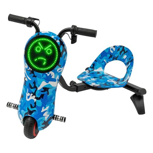 360° Elektro Drift Scooter, Kinder Drift Kart, Dreirad mit Elektromotor, Kinder Elektro-Drift-Scooter, Drift Trike Scooter, 3 Geschwindigkeiten LED beleuchteter Elektro Drift Scooter von ARBGO