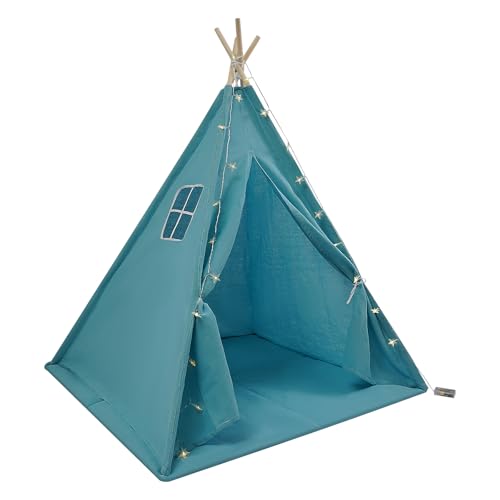 Zelt für Kinder, Spielzelt Zelt mit Licht, Drinnen Tipi Spielzelt für Kinder mit Gepolsterter Decke, Mehrere Farben Tipizelt Lesezelt&Spielzimmer Babyzimmer Deko für Kleinkinder 3-6 Jahre (blau) von ARBGO