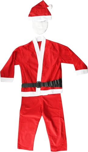 ARBUTUS Weihnachtsmann-Kostüm für Jungen oder Mädchen, Jacke, Hose, Bart, Mütze und Gürtel, für Weihnachten oder Cosplay, 5-teiliges Set, Rot (Kinder, 10-13 Jahre) von ARBUTUS