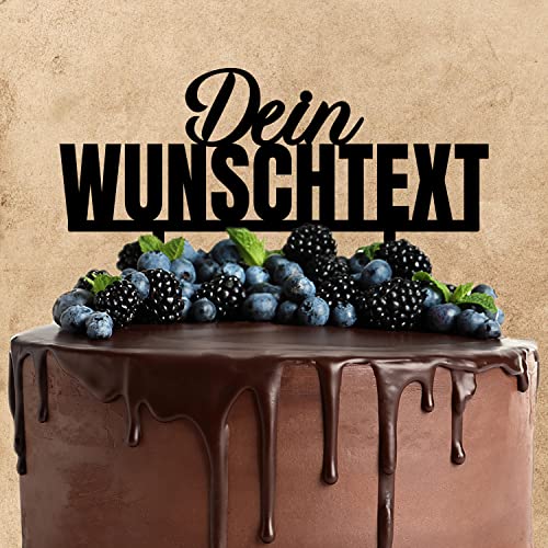 Wunschtext Cake Topper aus Acryl zur Hochzeit Geburtstag Taufe Party usw. | für Dich personalisiert | Wunschnamen | Kuchendeko Tortenstecker | schwarz | Kuchendekoration und Tortenschmuck von AREA17