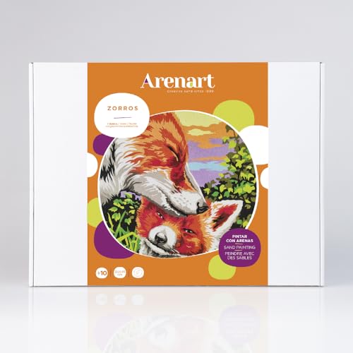 ARENART | 1 Blatt mit Fuchsfamilienmotiv 38x46cm | mit farbigem Sand malen | Kunsthandwerk für Erwachsene und Jugendliche Einfaches Zeichnen | Malen nach Zahlen | +9 Jahre ARENART | 1 Blatt mit Fuchsfamilienmotiv 38x46cm | mit farbigem Sand malen | Kunsthandwerk für Erwachsene und Jugendliche Einfaches Zeichnen | Malen nach Zahlen | +9 Jahre von ARENART