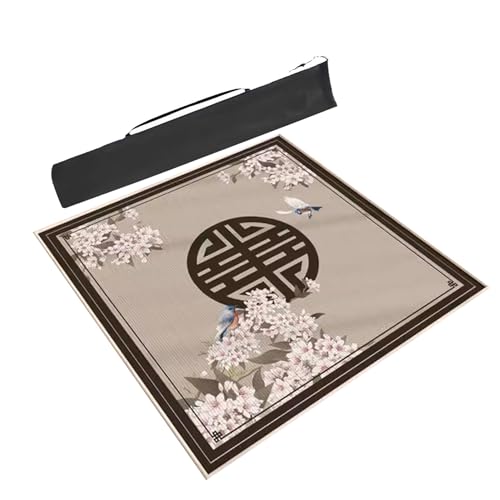 ARHEORMUH Mahjong-Tischdecke Bedruckte Mahjong-Tischmatte Im Chinesischen Stil Mit Aufbewahrungstasche, rutschfeste, Geräuschreduzierende, Dicke Spieltischabdeckung(Brown-2,23.6x23.6inch/60x60cm) von ARHEORMUH