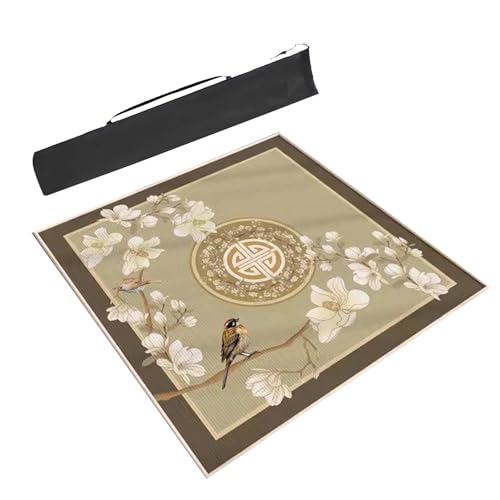 ARHEORMUH Mahjong-Tischdecke Bedruckte Mahjong-Tischmatte Im Chinesischen Stil Mit Aufbewahrungstasche, rutschfeste, Geräuschreduzierende, Dicke Spieltischabdeckung(Brown-3,39.4x39.4in/100x100cm) von ARHEORMUH