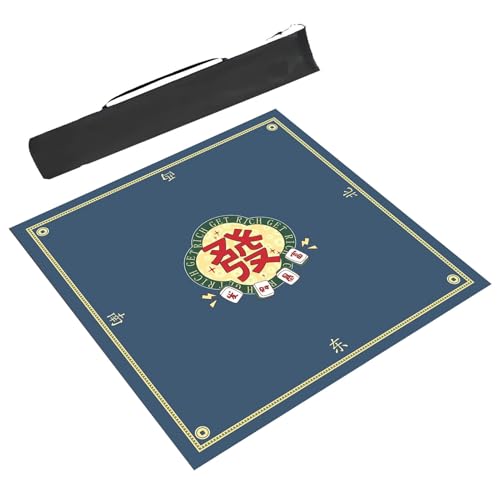 ARHEORMUH Mahjong-Tischdecke Bedruckte Mahjong-Tischmatte Mit Schwarzer Tragetasche, Rutschfester Und Geräuschreduzierender Tischabdeckung for Mahjong-Poker-Kartenspiele(Blue,39.4x39.4inch/100x100cm) von ARHEORMUH