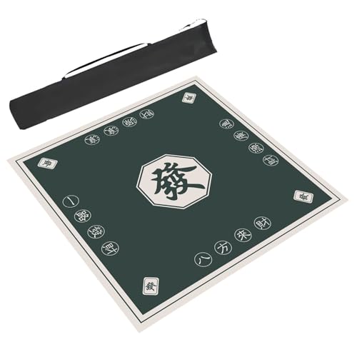 ARHEORMUH Mahjong-Tischdecke Bedruckte Mahjong-Tischmatte Mit Schwarzer Tragetasche, Rutschfester Und Geräuschreduzierender Tischabdeckung for Mahjong-Poker-Kartenspiele(Green,31.5x31.5inch/80x80cm) von ARHEORMUH