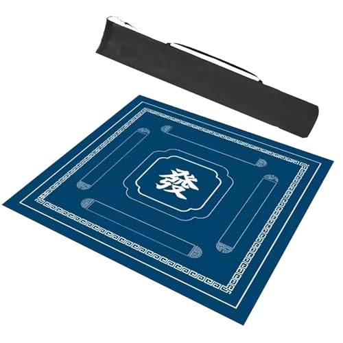 ARHEORMUH Mahjong-Tischdecke Geräuschreduzierende, rutschfeste Mahjong-Tischmatte, Spielmatte aus Polyesterfaser mit Gummirückseite, for Mahjong-Pokerkarten und Legespiele(Blue,23.6x23.6inch/60x60cm) von ARHEORMUH