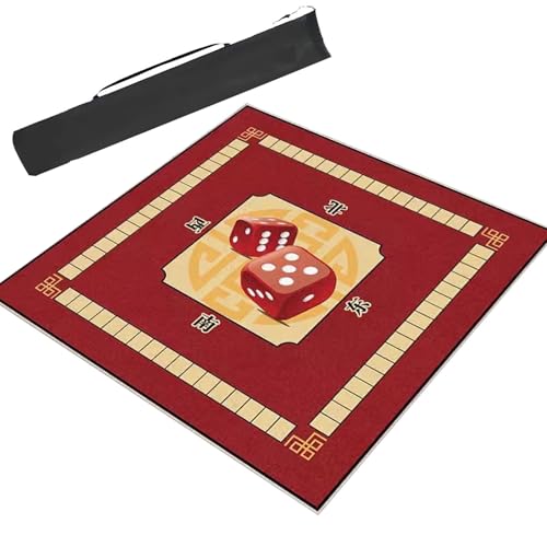 ARHEORMUH Mahjong-Tischdecke Mahjong-Matte Mit Regeln Und Windpositionierung, Anti-Rutsch- Und Geräuschreduzierung, Poker-Brettspielmatte, Kartenspiel-Tischdecke(Red,27.6x27.6inch/70x70cm) von ARHEORMUH