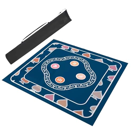 ARHEORMUH Mahjong-Tischdecke Mahjong-Tischmatte, rutschfeste Geräuschreduzierung, Spielmatte Aus Polyesterfaser Mit Gummi-Rückseite, for Pokerkarten Und Legespiele(Blue,39.4x39.4inch/100x100cm) von ARHEORMUH