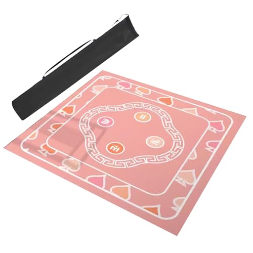 ARHEORMUH Mahjong-Tischdecke Mahjong-Tischmatte, rutschfeste Geräuschreduzierung, Spielmatte Aus Polyesterfaser Mit Gummi-Rückseite, for Pokerkarten Und Legespiele(Pink,39.4x39.4inch/100x100cm) von ARHEORMUH