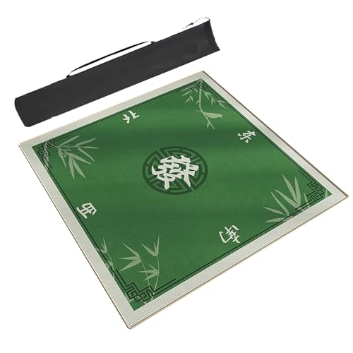 ARHEORMUH Mahjong-Tischdecke Mahjong-Tischmatte Aus Wildleder Mit Aufbewahrungstasche, rutschfest Und Geräuschreduzierend, Quadratische Tischmatte for Kartenspiele, Poker(Green,31.5x31.5inch) von ARHEORMUH