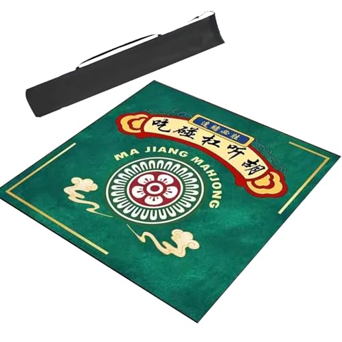 ARHEORMUH Mahjong-Tischdecke Mahjong-Tischmatte Mit Tragetasche, rutschfeste Geräuschreduzierung, Mahjong Majiang Poker Paigow Kartenspielmatte(Green,23.6x23.6inch/60x60cm) von ARHEORMUH