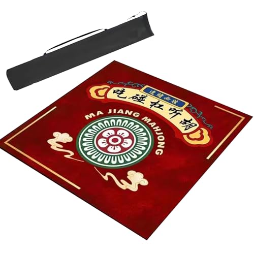 ARHEORMUH Mahjong-Tischdecke Mahjong-Tischmatte Mit Tragetasche, rutschfeste Geräuschreduzierung, Mahjong Majiang Poker Paigow Kartenspielmatte(Red,23.6x23.6inch/60x60cm) von ARHEORMUH