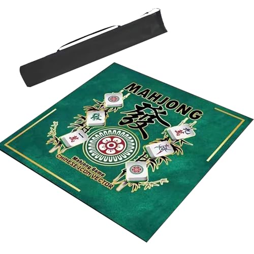 ARHEORMUH Mahjong-Tischdecke Quadratische Mahjong-Matte Mit Tragetasche, Mahjong-Tischabdeckung, rutschfeste Matte, Geräuschreduzierung, Mahjong-Pad for Spiele(Green,23.6x23.6inch/60x60cm) von ARHEORMUH